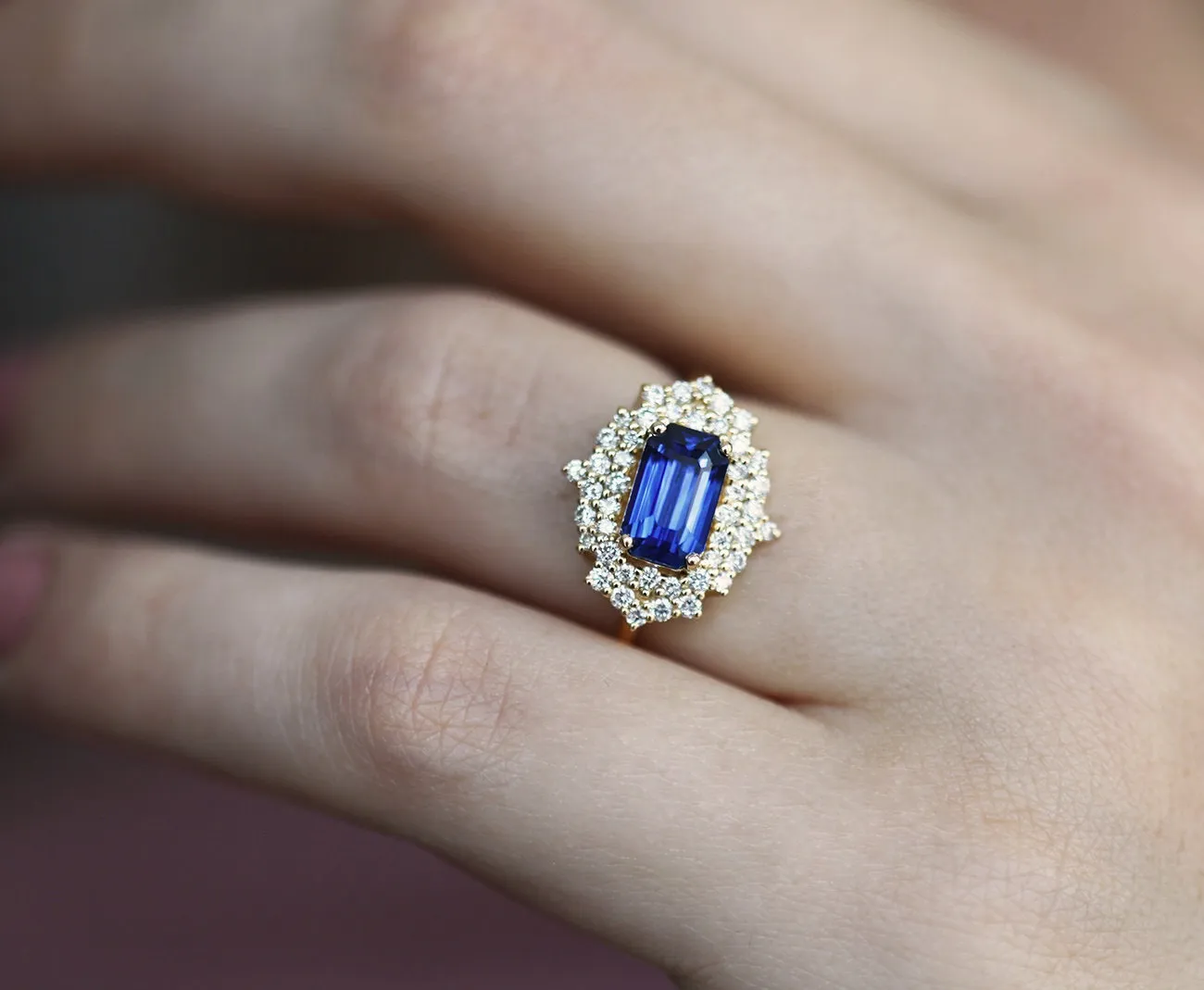 Firoza Blue Sapphire Diamond Ring