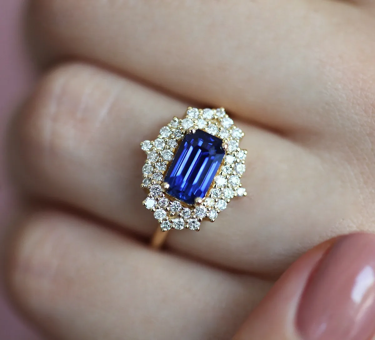 Firoza Blue Sapphire Diamond Ring