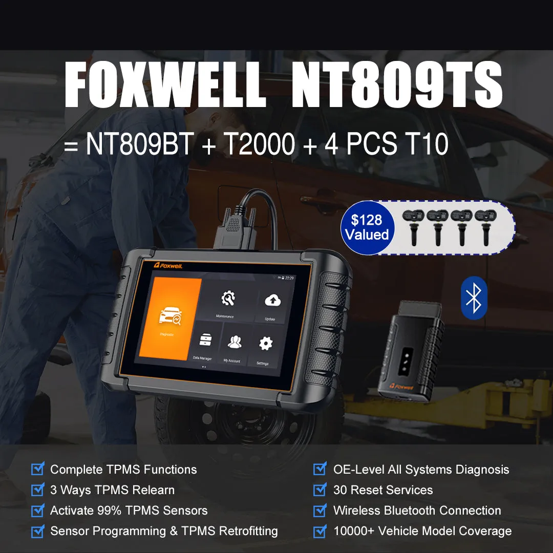 Foxwell NT809TS Bi-Directional OBD2 Diagnostic Scanner and TPMS Tool