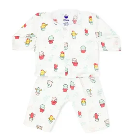 Full Sleeve Jabla, Pants/Pyjama Set Night Suit -Organic Muslin -Cactus