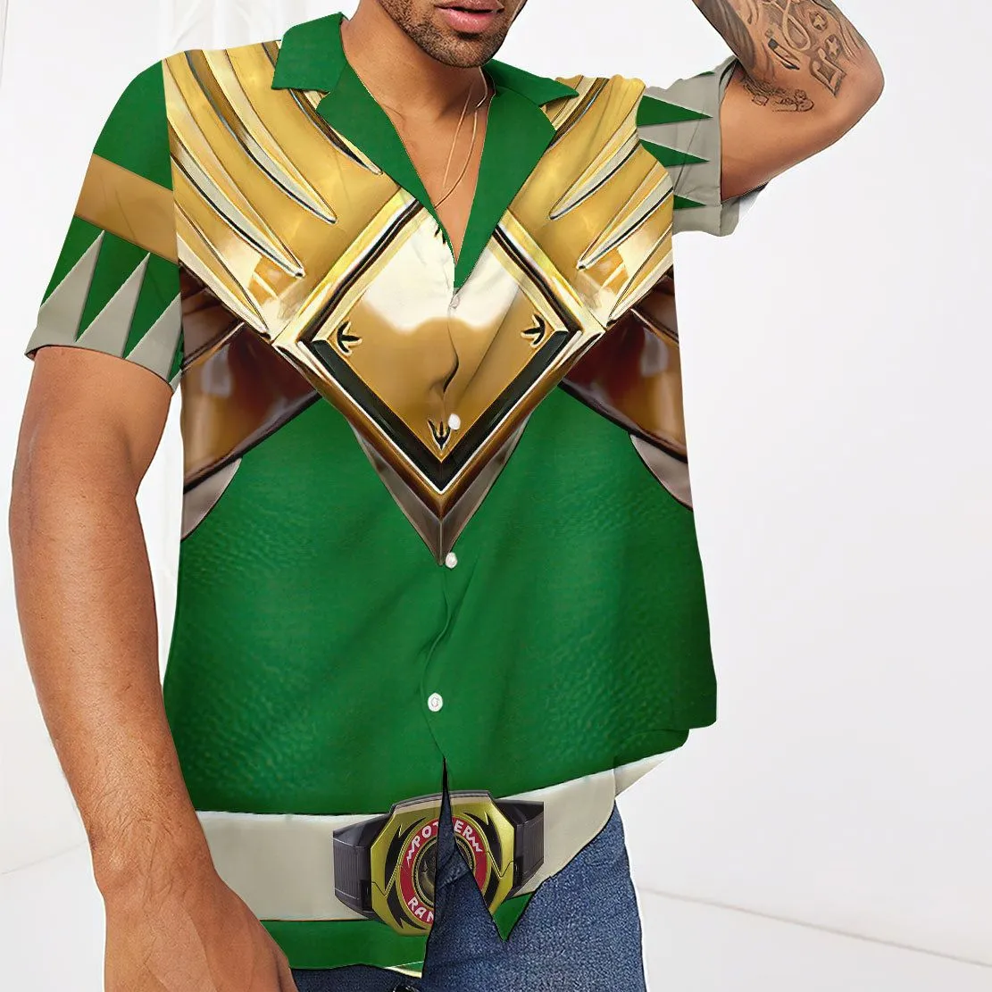 Gearhuman 3D Mighty Morphin Power Rangers Green Ranger Hawaii Shirt