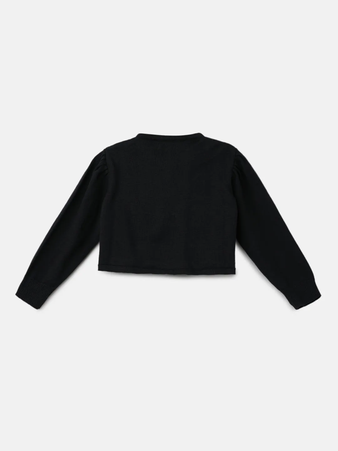 Girls Full Sleeves Cotton Black Shrug