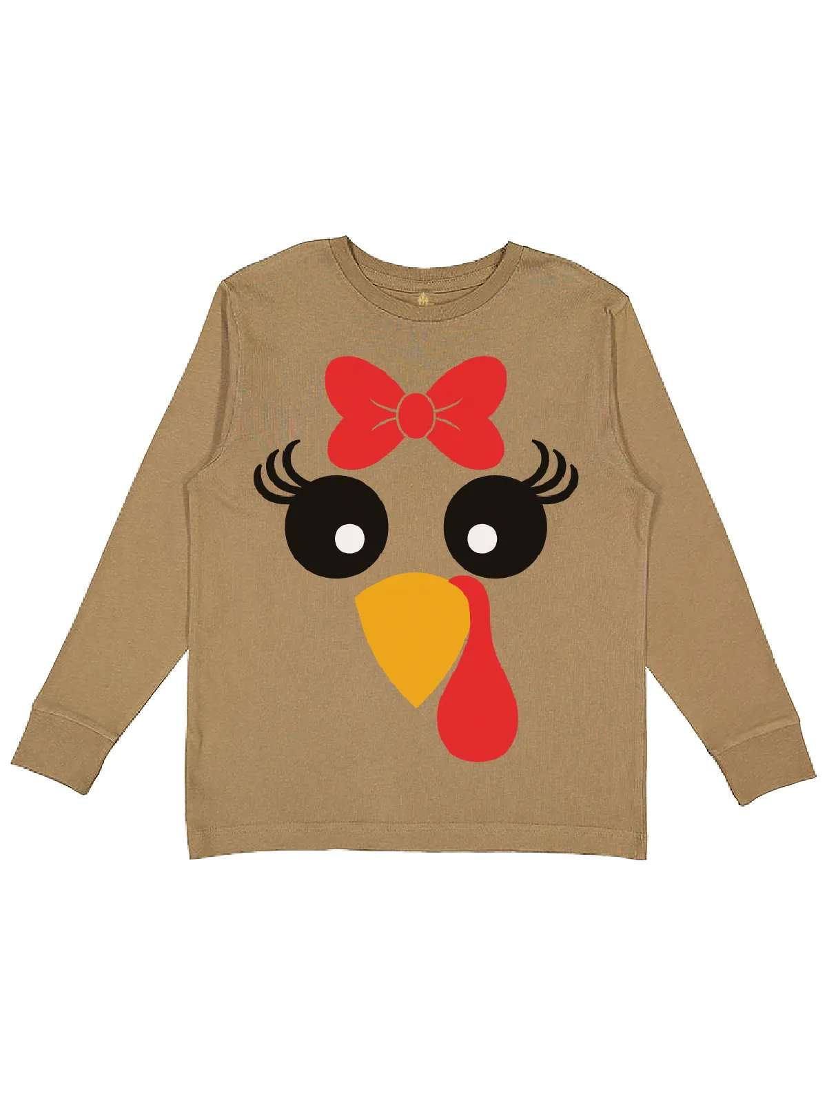 Girly Turkey Face Kids Thanksgiving Shirt