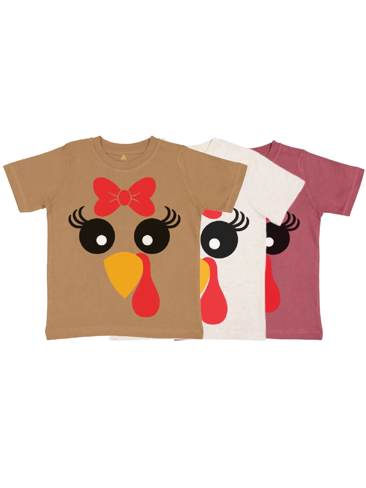 Girly Turkey Face Kids Thanksgiving Shirt