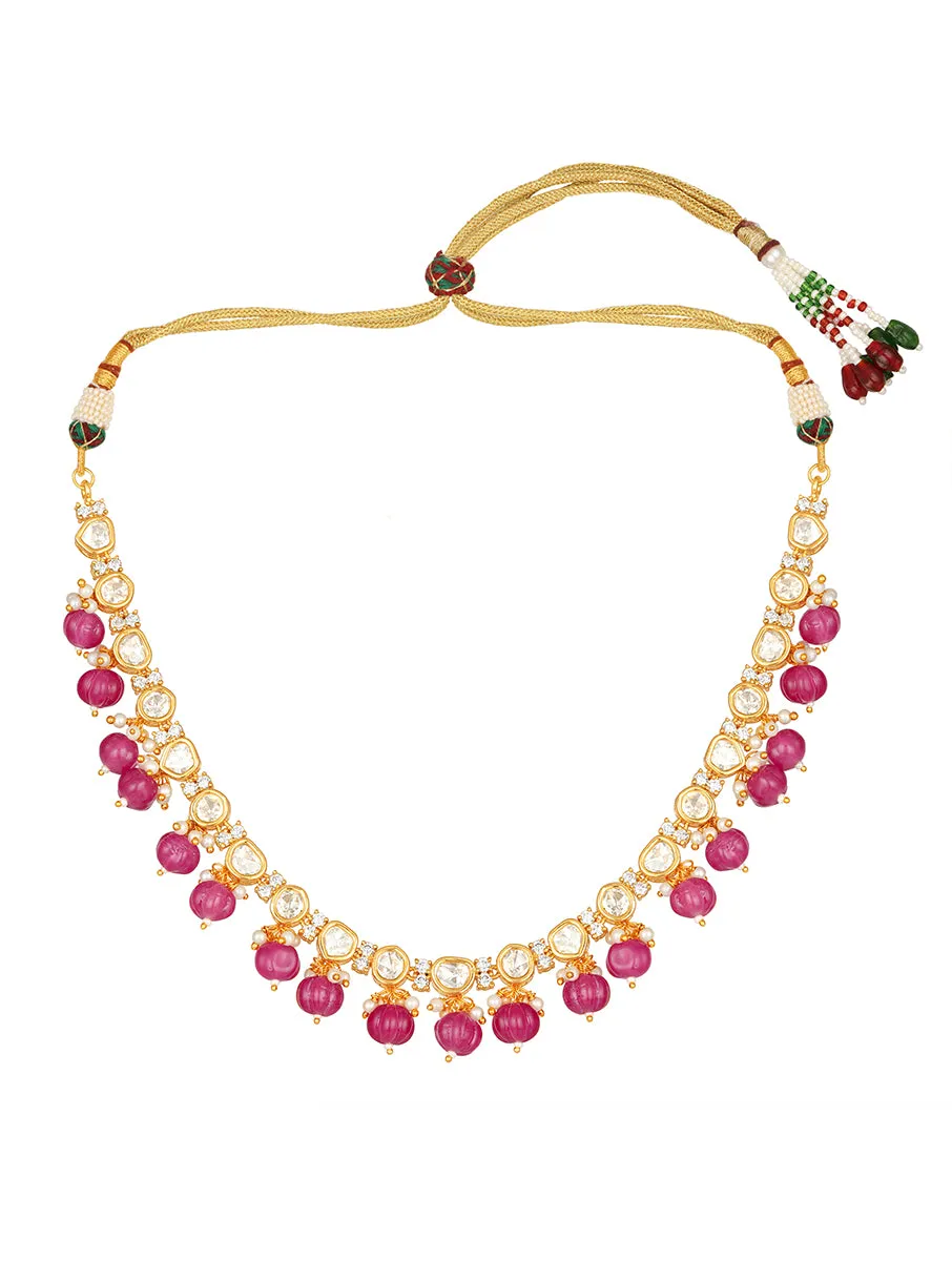 Golden and Pink, Kundan polki Necklace Set