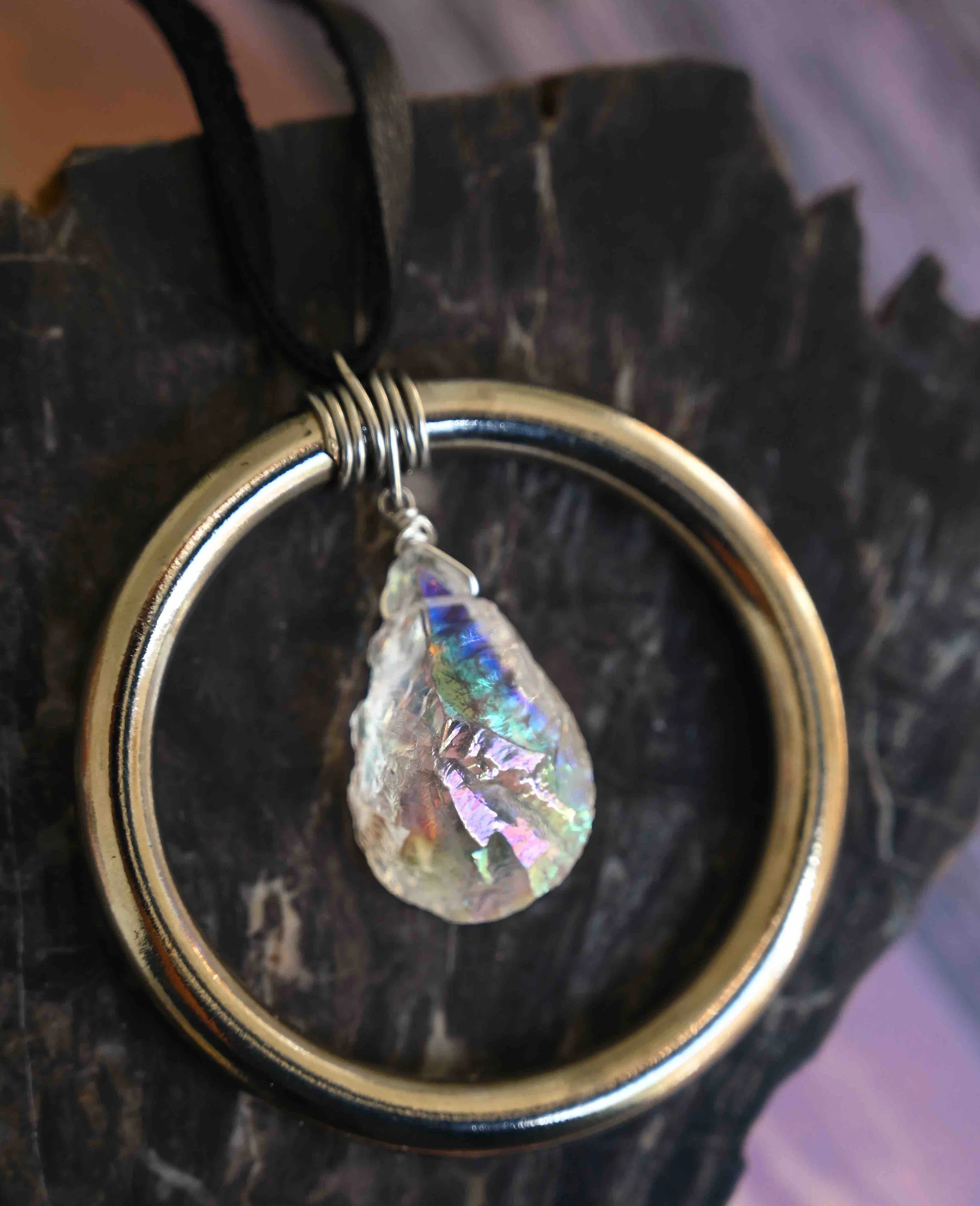 Good Vibes Angel Aura Quartz Silver Car Charm