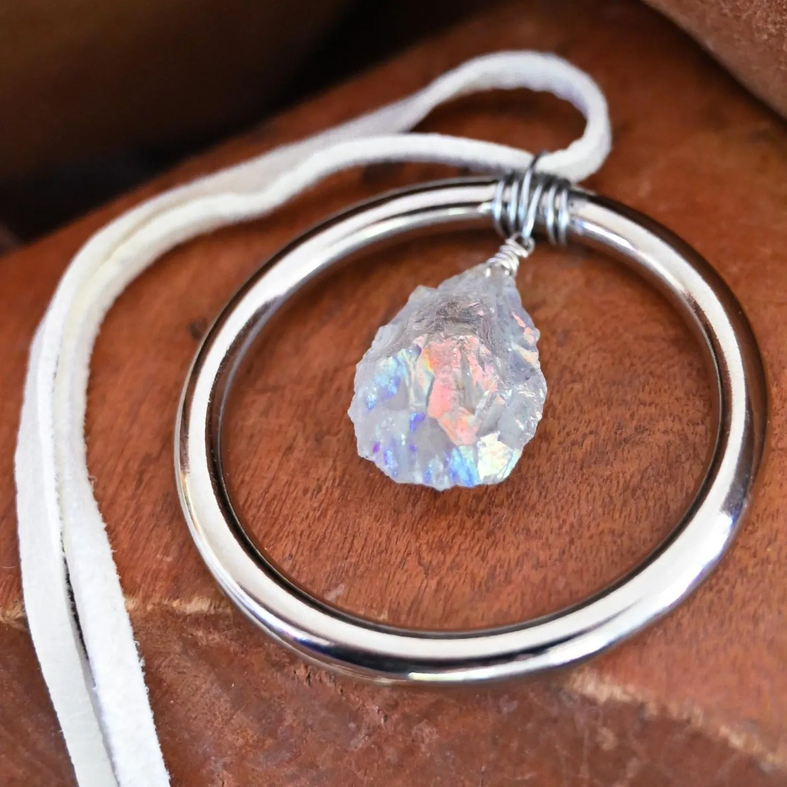 Good Vibes Angel Aura Quartz Silver Car Charm