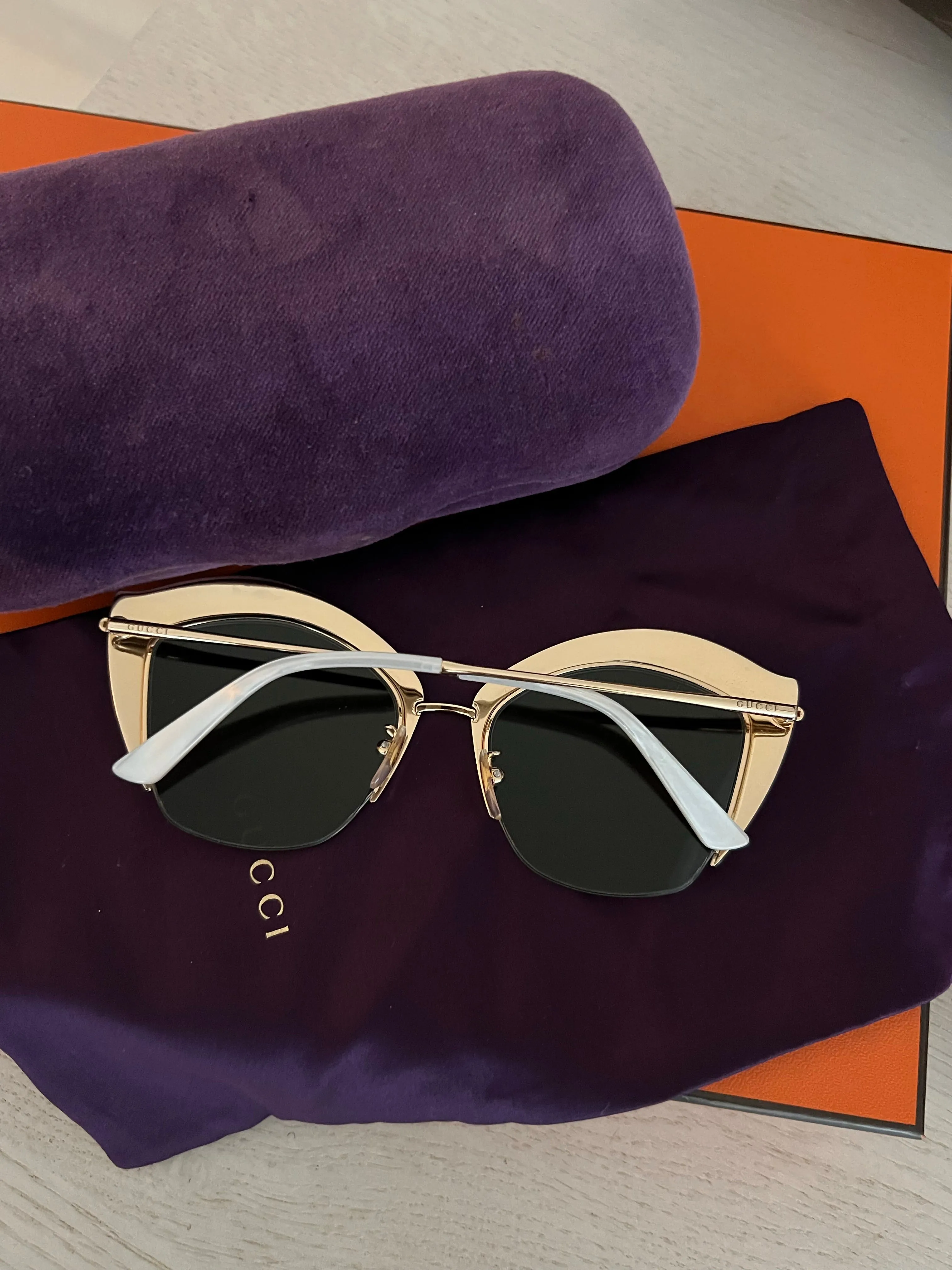 Gucci Cat Eye Swarvorski Crystal Sunglasses