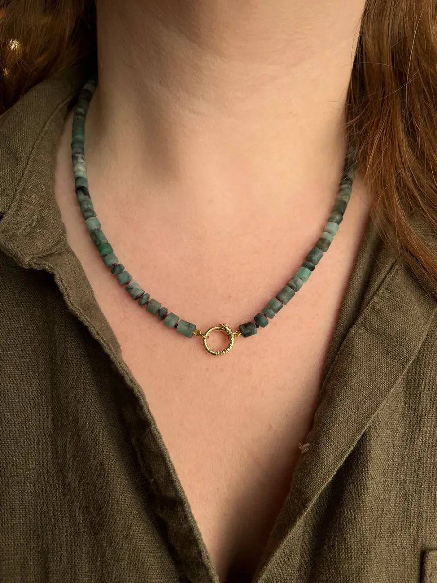 Hand-knotted Emerald Open Necklace