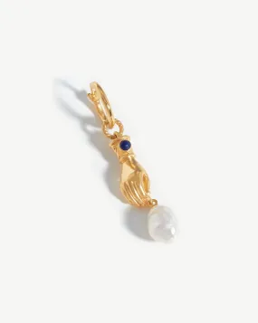 Harris Reed Handpicked Pearl Single Earring | 18ct Gold Plated/Pearl & Blue Sapphire