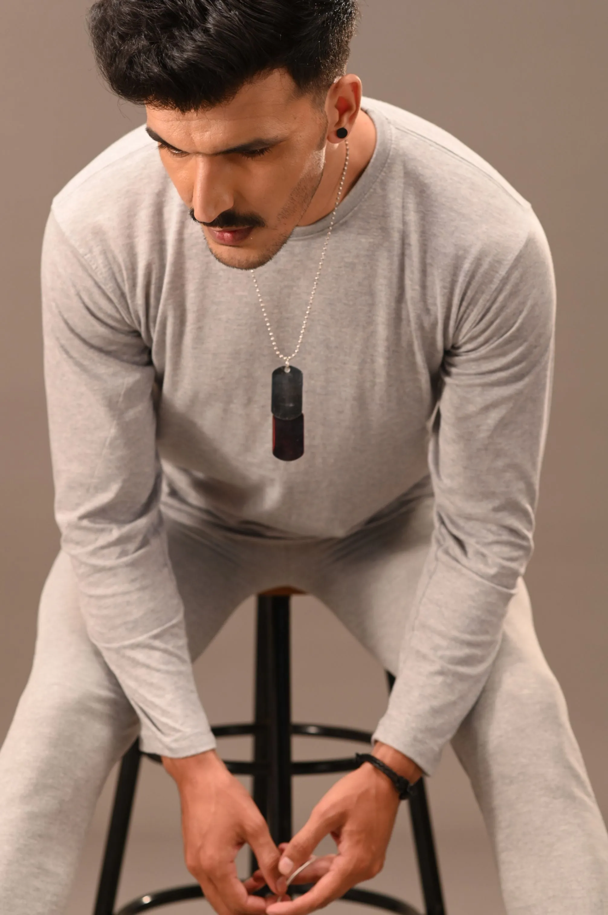 Heather Gray Full Sleeve T-Shirt - Men