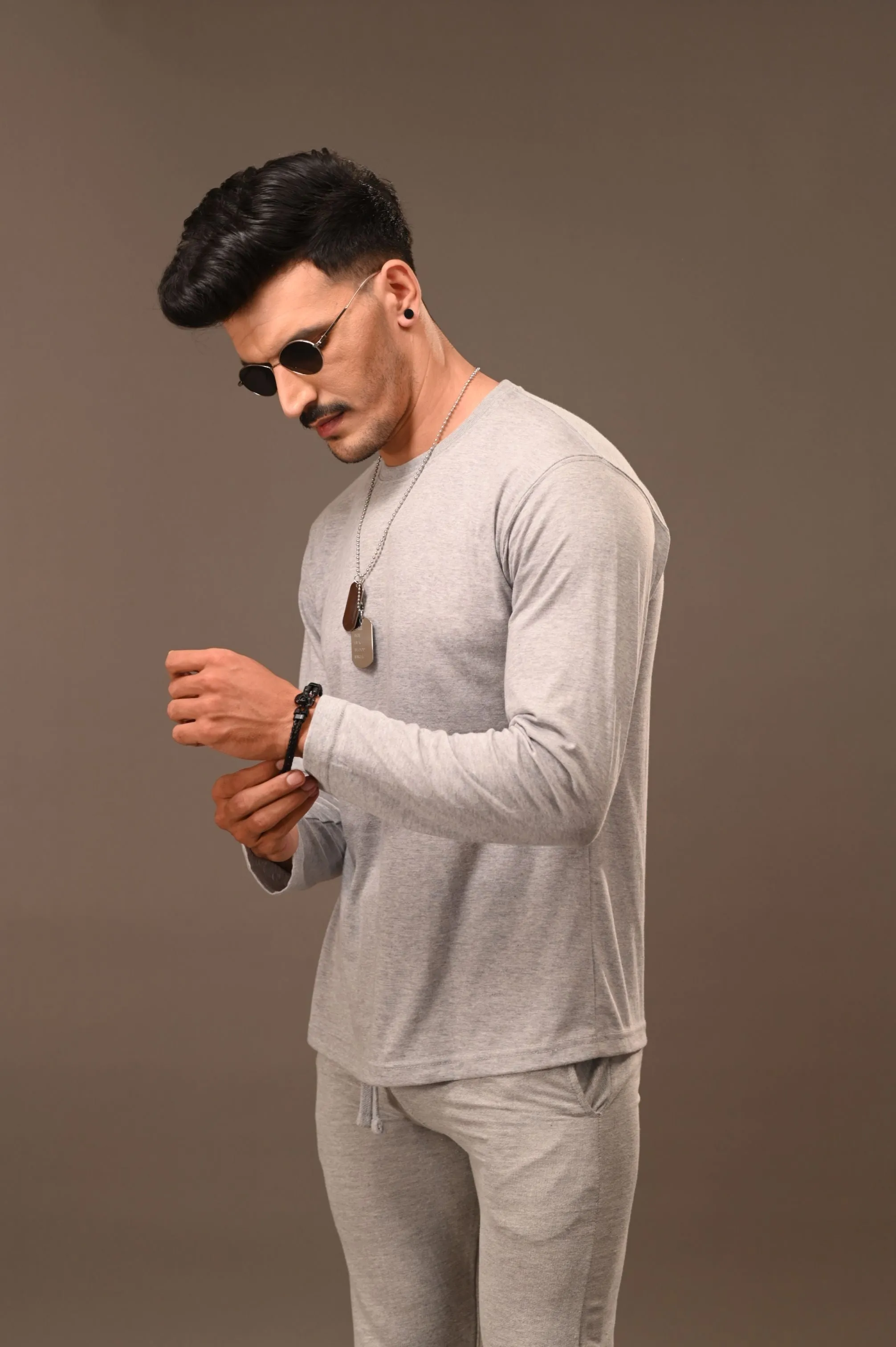 Heather Gray Full Sleeve T-Shirt - Men