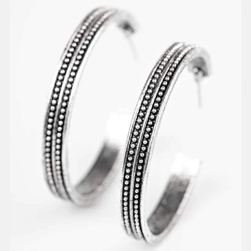 High-Spirited Silver Hoop Earrings