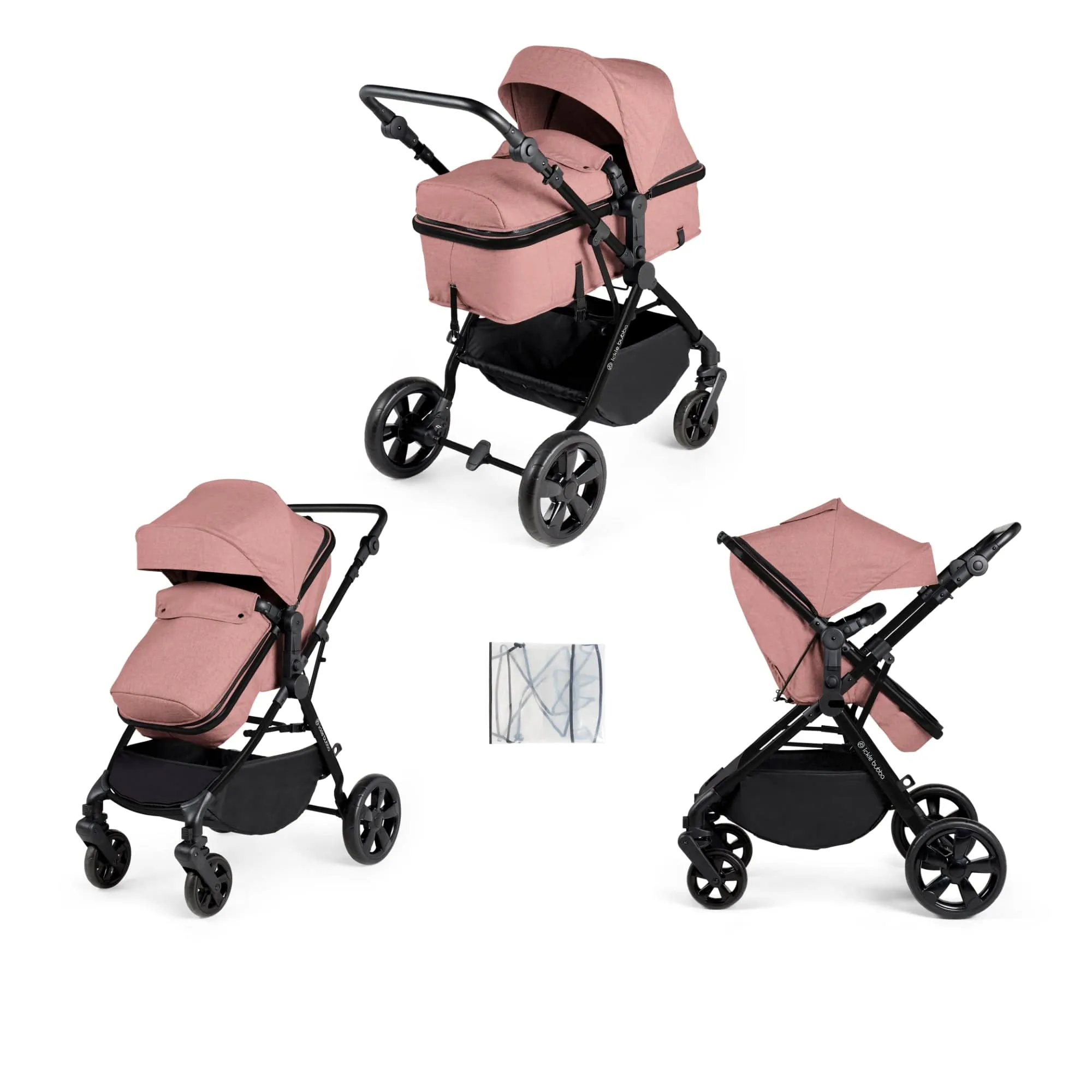 Ickle Bubba Comet 2 in 1 Plus Pushchair - Black / Dusky Pink