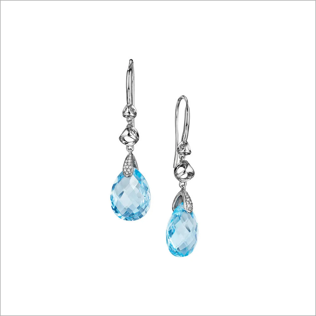 Icona Blue Topaz & Diamond Drop Earrings in Sterling Silver