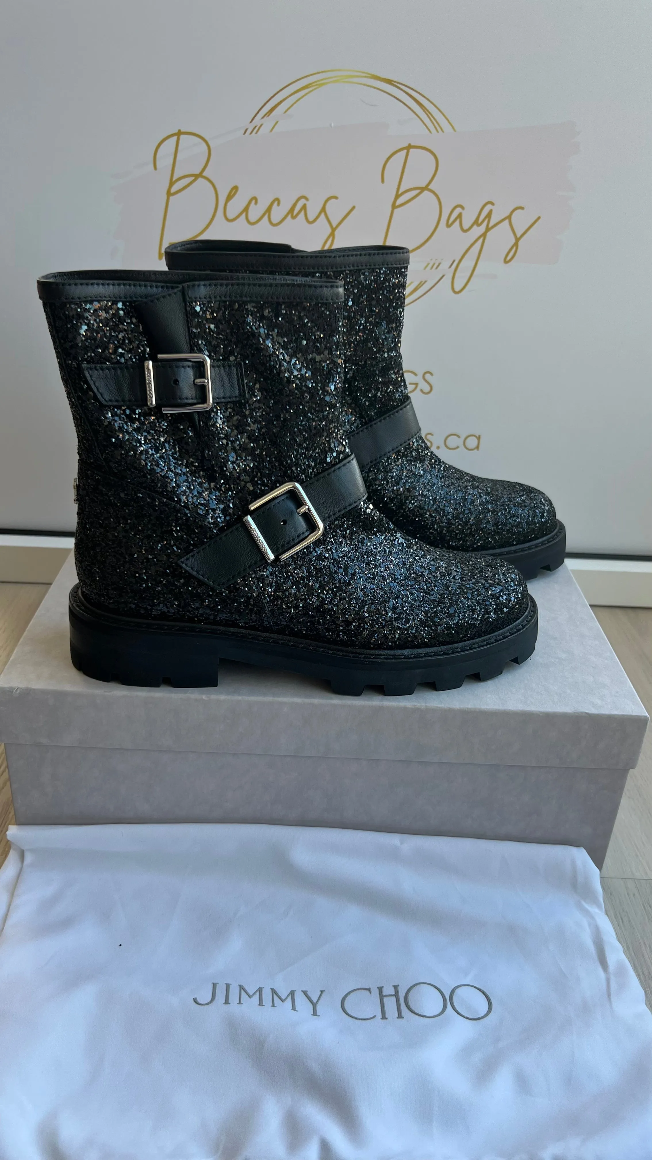 Jimmy Choo Glitter Ankle Boots