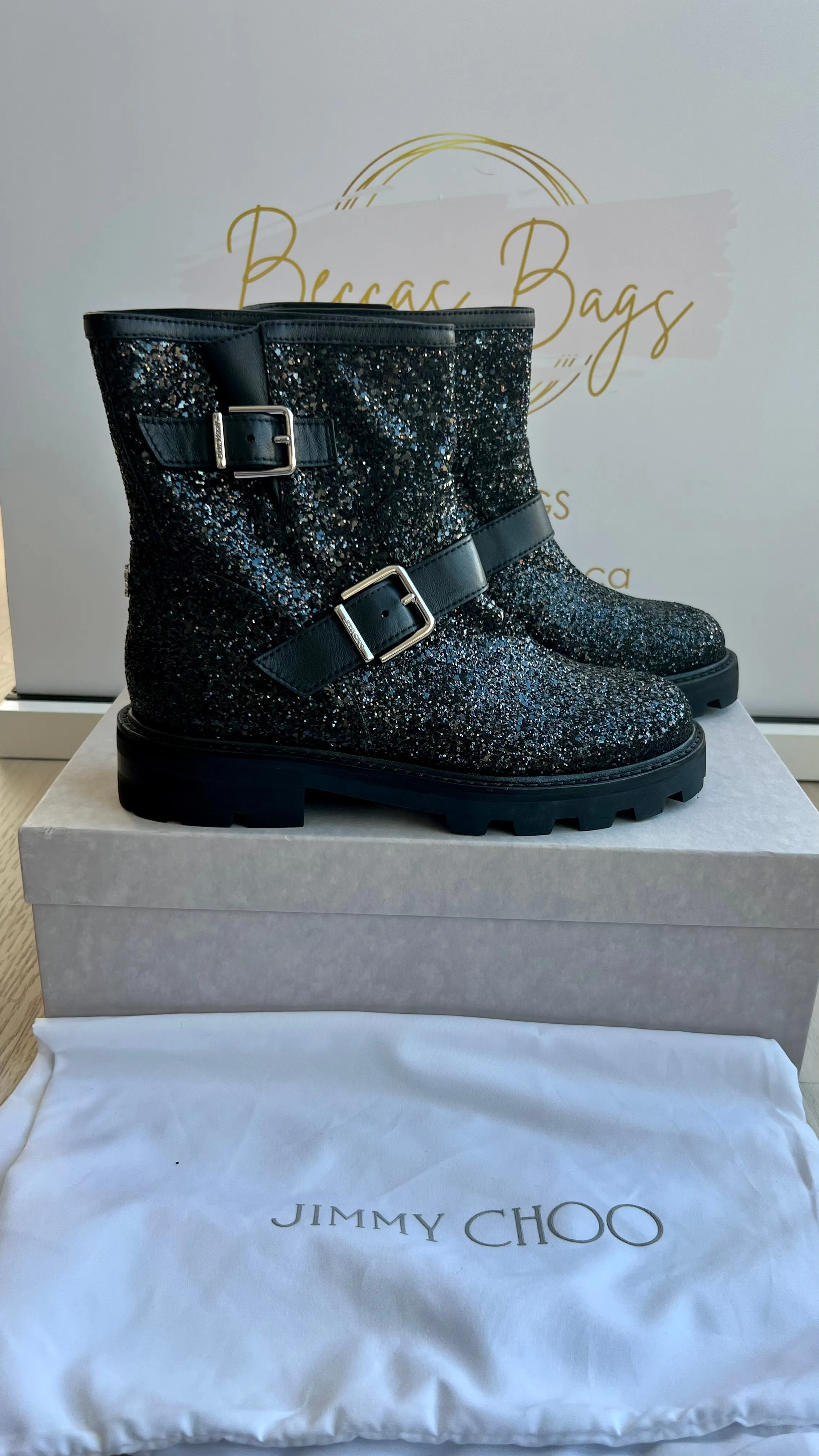 Jimmy Choo Glitter Ankle Boots