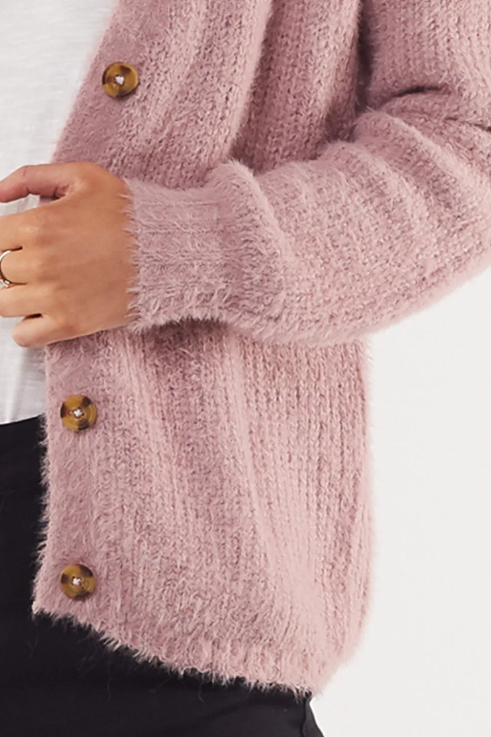 Jocelyn Fluffy Dawn Pink Cardigan