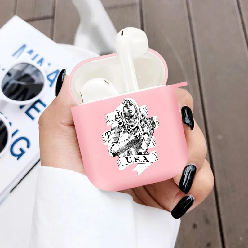 JoJo's Bizarre Adventure Anime Soft Silicone TPU Case for AirPods Pro 1 2 3 Wireless Bluetooth Earphone Box Cover Pink