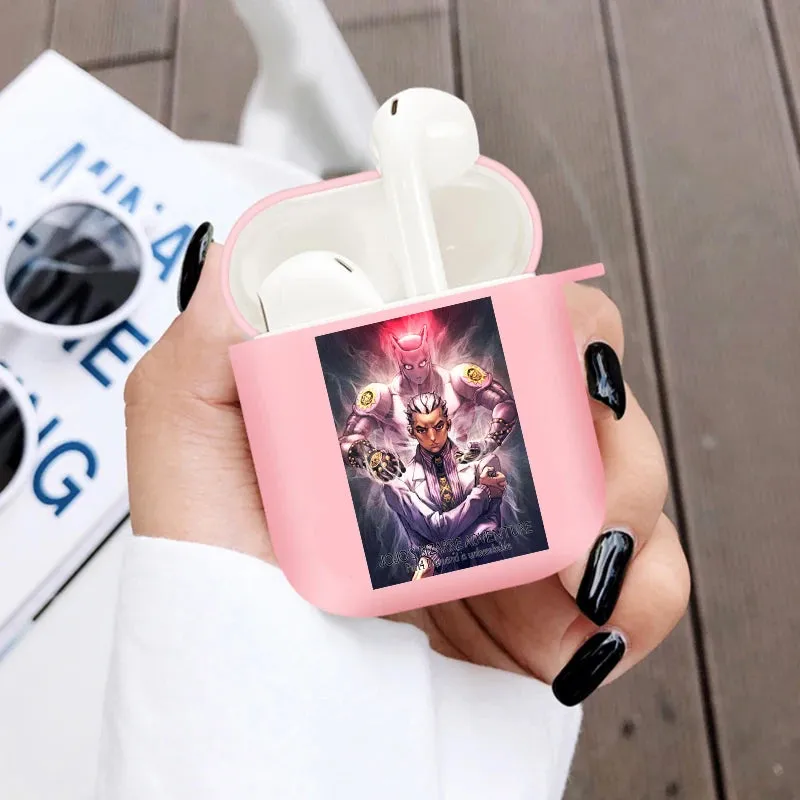 JoJo's Bizarre Adventure Anime Soft Silicone TPU Case for AirPods Pro 1 2 3 Wireless Bluetooth Earphone Box Cover Pink