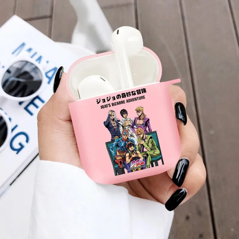 JoJo's Bizarre Adventure Anime Soft Silicone TPU Case for AirPods Pro 1 2 3 Wireless Bluetooth Earphone Box Cover Pink