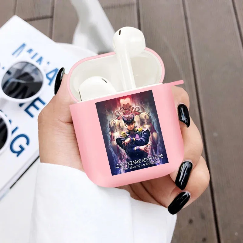 JoJo's Bizarre Adventure Anime Soft Silicone TPU Case for AirPods Pro 1 2 3 Wireless Bluetooth Earphone Box Cover Pink