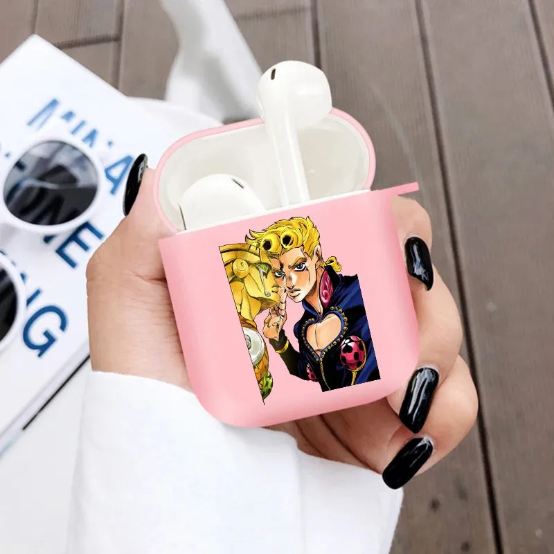 JoJo's Bizarre Adventure Anime Soft Silicone TPU Case for AirPods Pro 1 2 3 Wireless Bluetooth Earphone Box Cover Pink