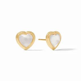 Julie Vos Heart Stud, Clear Crystal