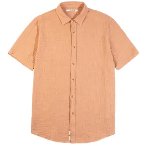 KESTIN Aberlady Shirt in Terracotta Textured Cotton