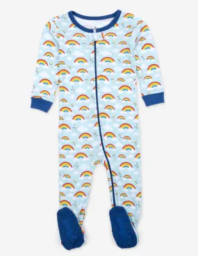 Kids Footed Blue Rainbow Pajamas