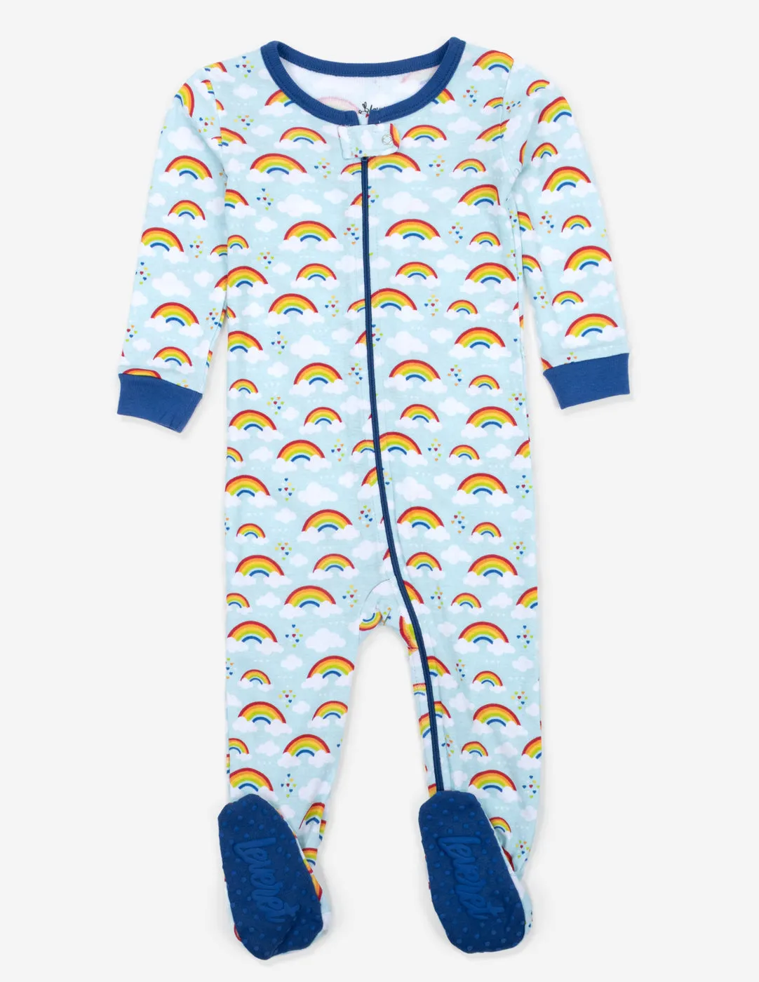 Kids Footed Blue Rainbow Pajamas