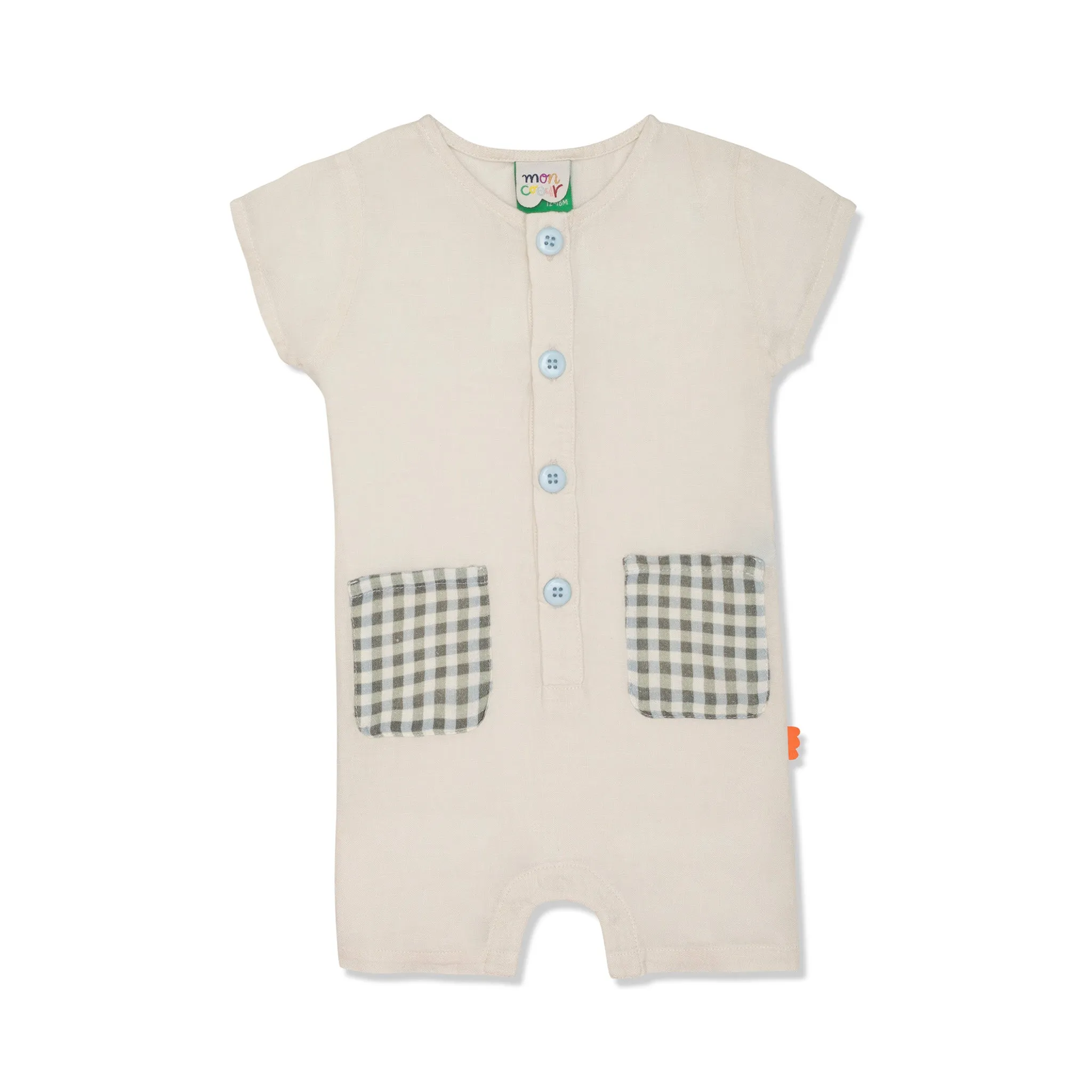 Linen Lion Baby Romper