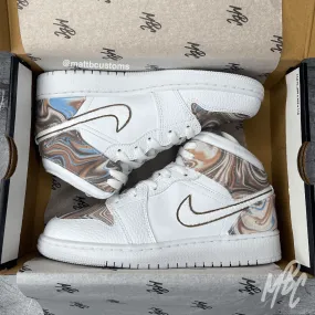 Liquid Marble Blue Latte - Jordan 1 Mid | UK 5.5