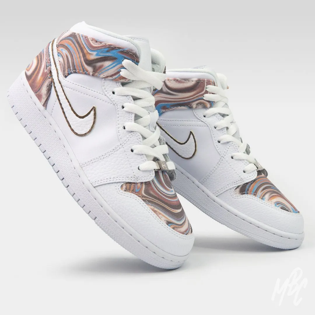 Liquid Marble Blue Latte - Jordan 1 Mid | UK 5.5