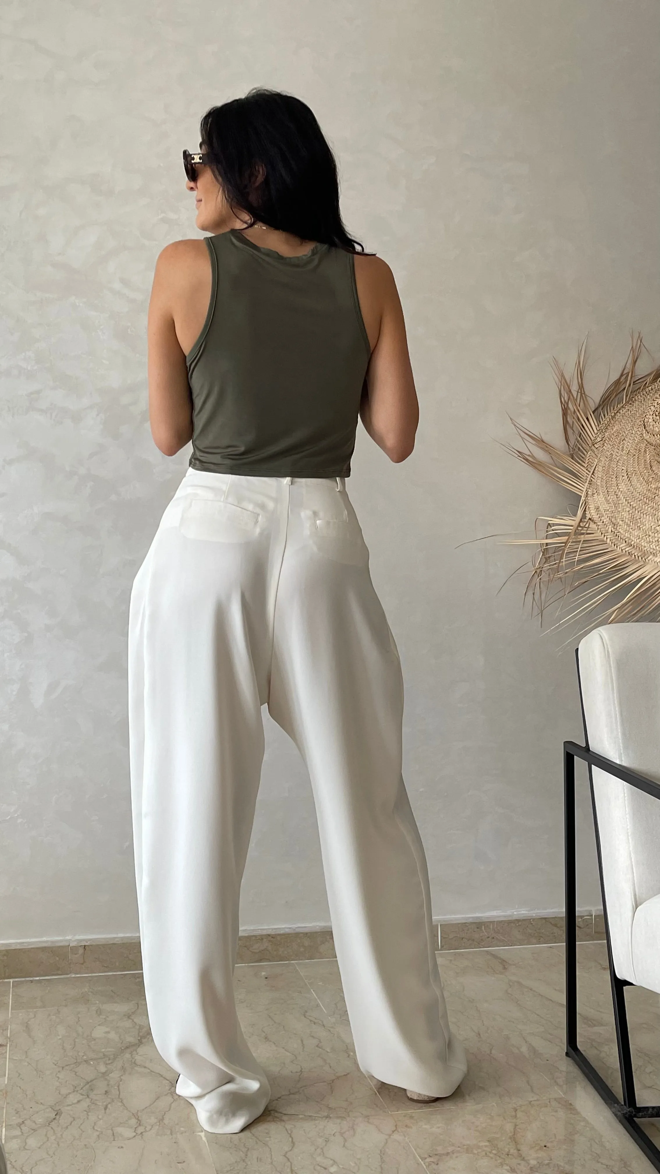 MAISON BEIGE PANTALON AJUSTABLE "BLANC"