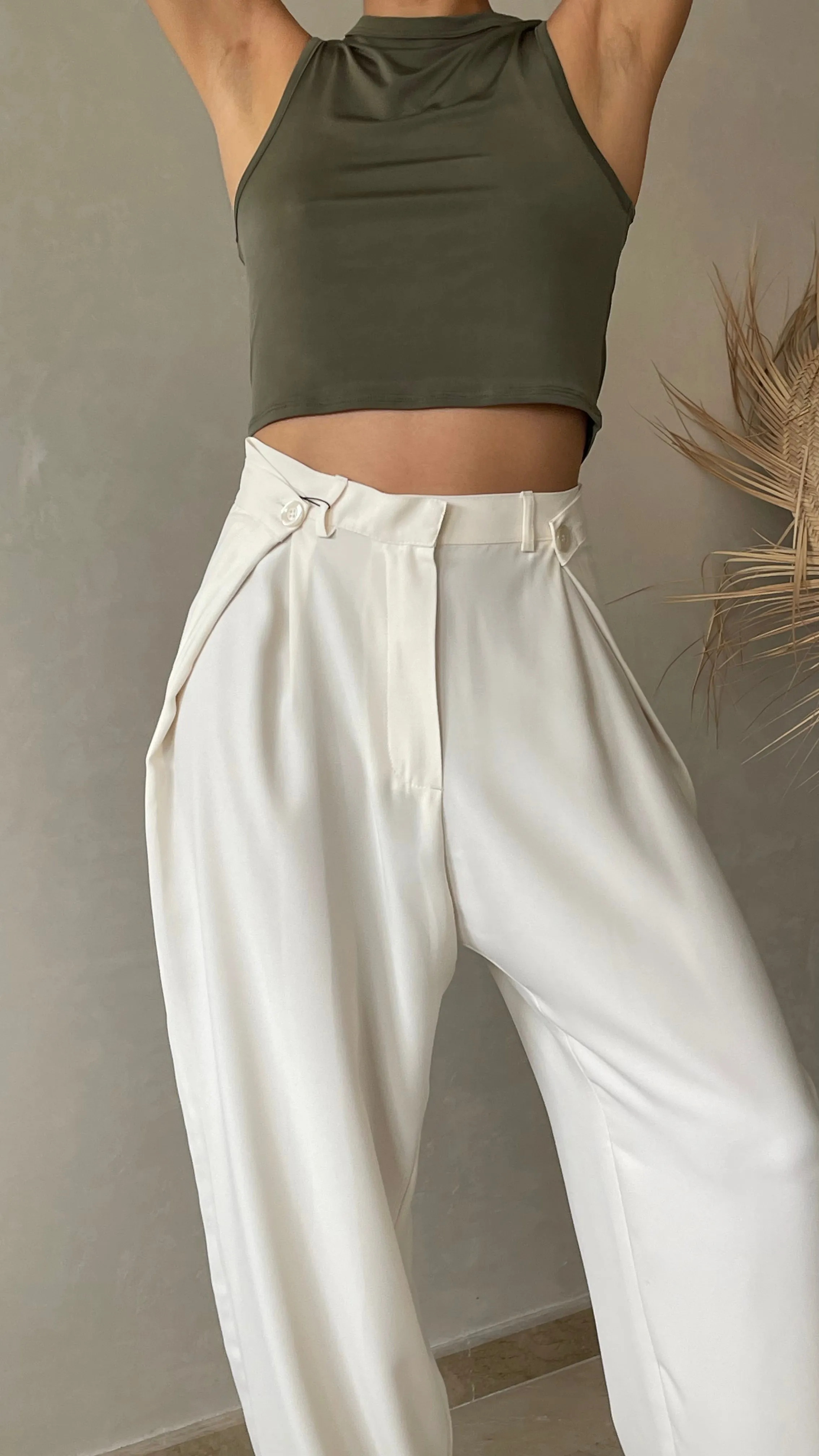 MAISON BEIGE PANTALON AJUSTABLE "BLANC"