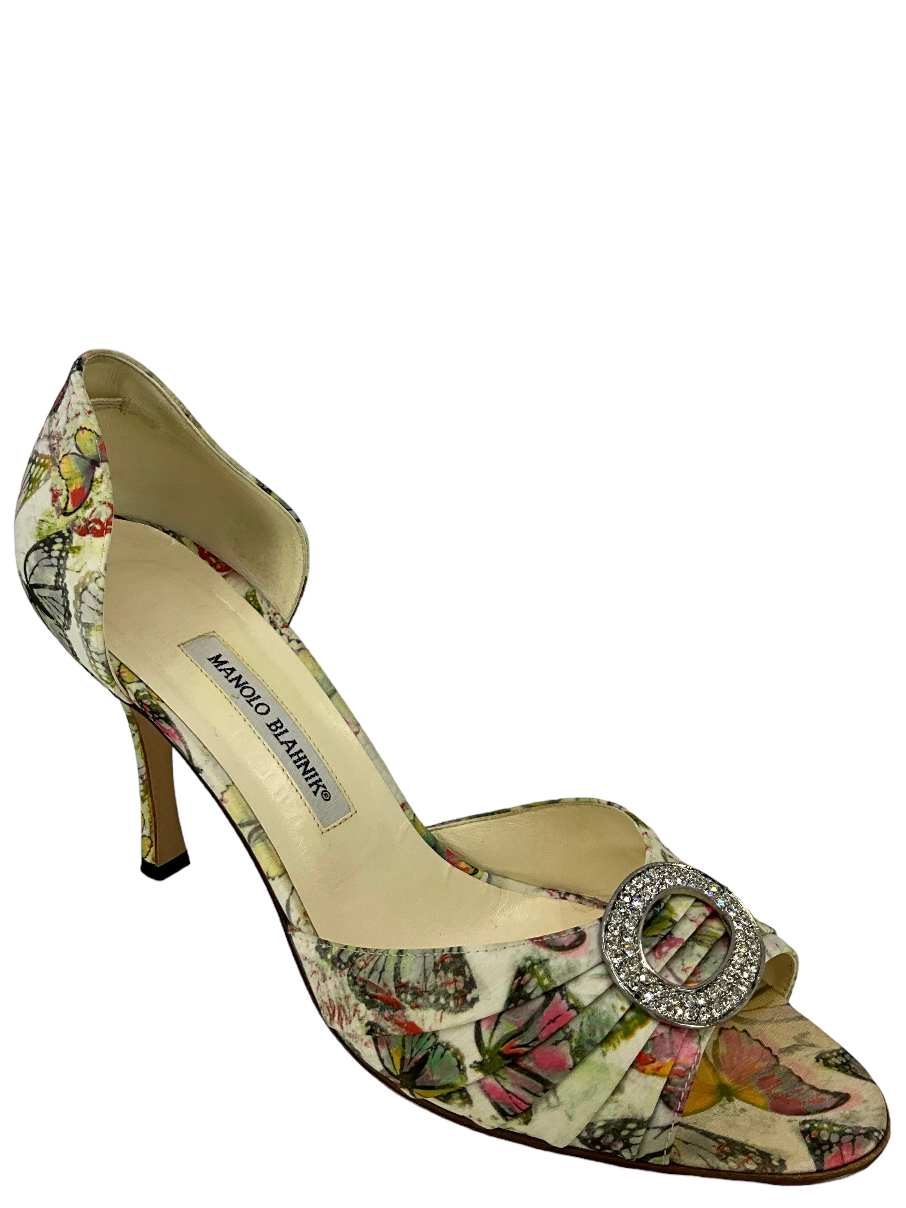 Manolo Blahnik Fabric Butterfly Print Pumps Size 11