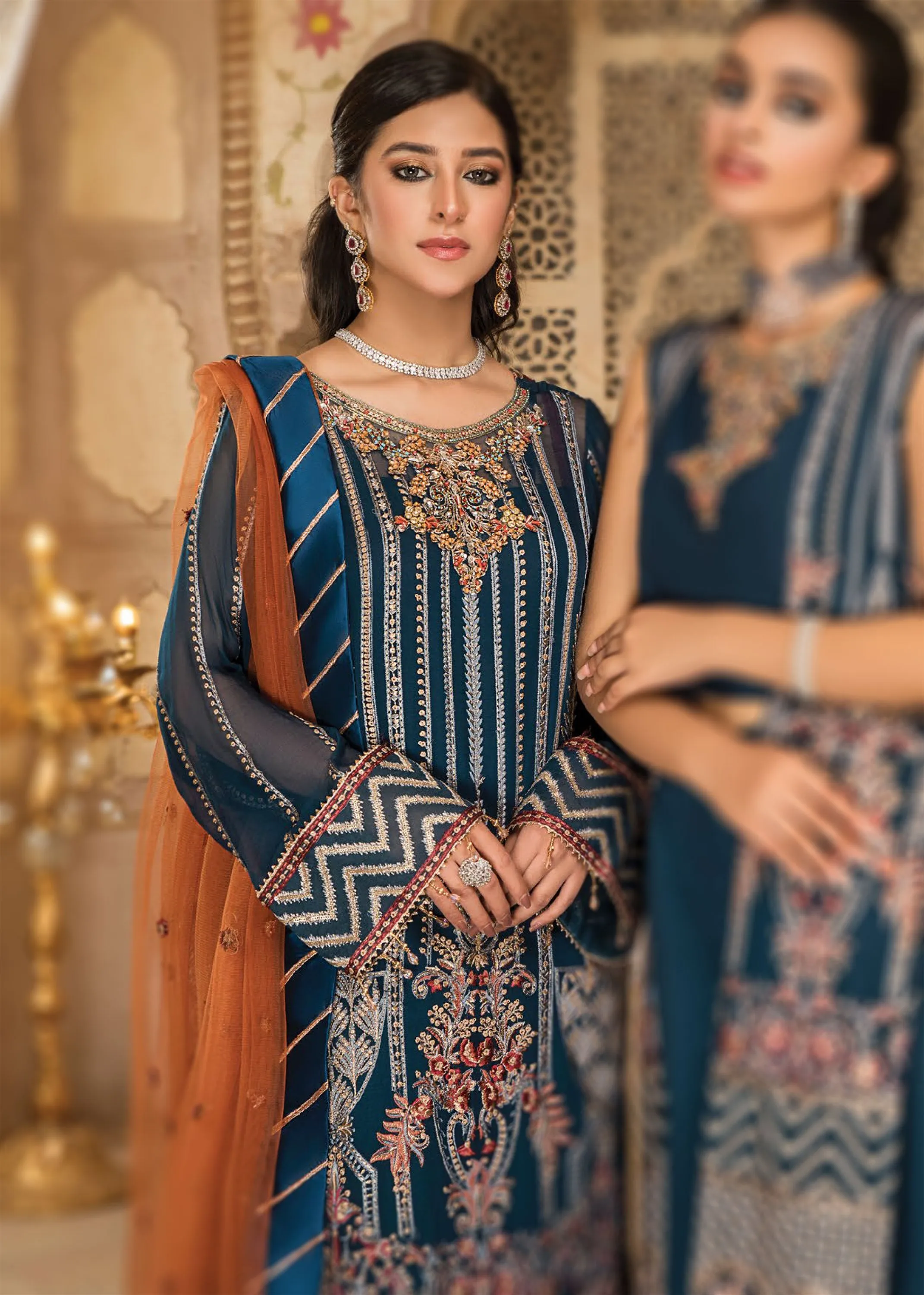 Maryam's Zinc Blue Luxury Chiffon Suit (PRET Premium Collection)