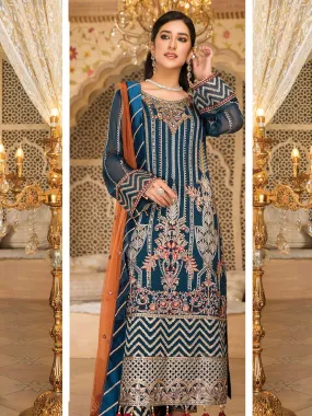 Maryam's Zinc Blue Luxury Chiffon Suit (PRET Premium Collection)