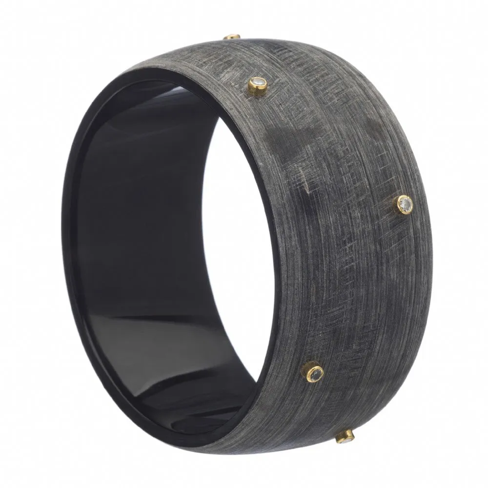 Matt Black Horn Bangle With Crystal