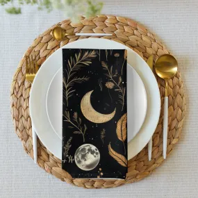 Moonlit Botanica Cloth Napkins Set of 4 - Botanical Dark Academia Home Decor - Pagan Witchy Gothic Kitchen Table Setup - Christmas Goth Gifts