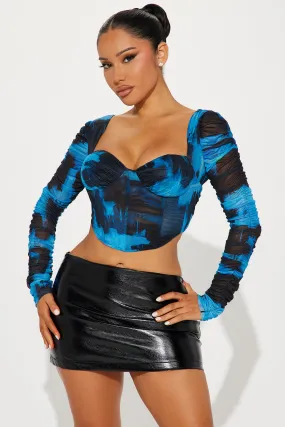 Nicolette Mesh Corset Top - Blue/combo