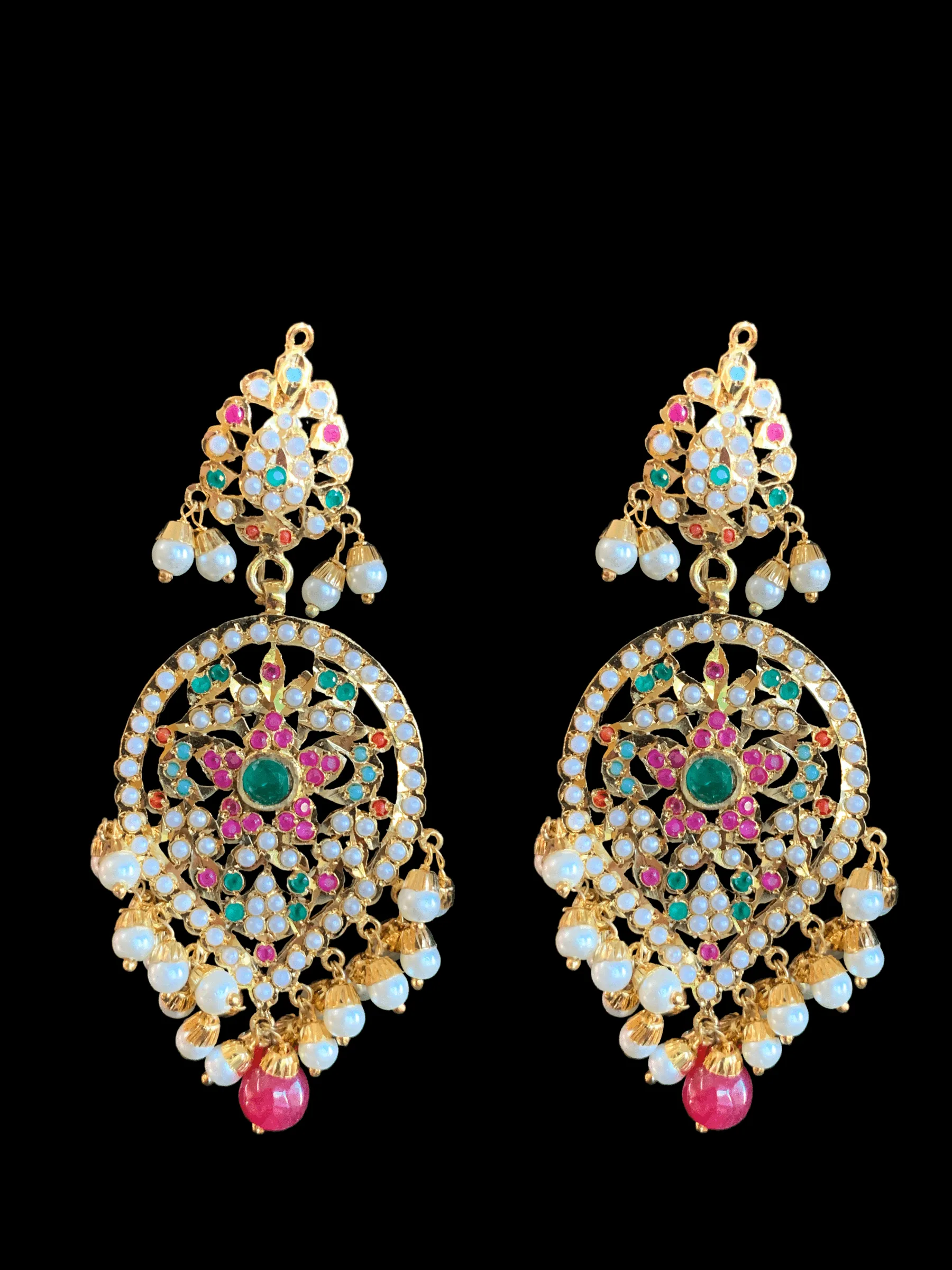 NS250  Chriselle necklace set in Navratan  ( READY TO SHIP)