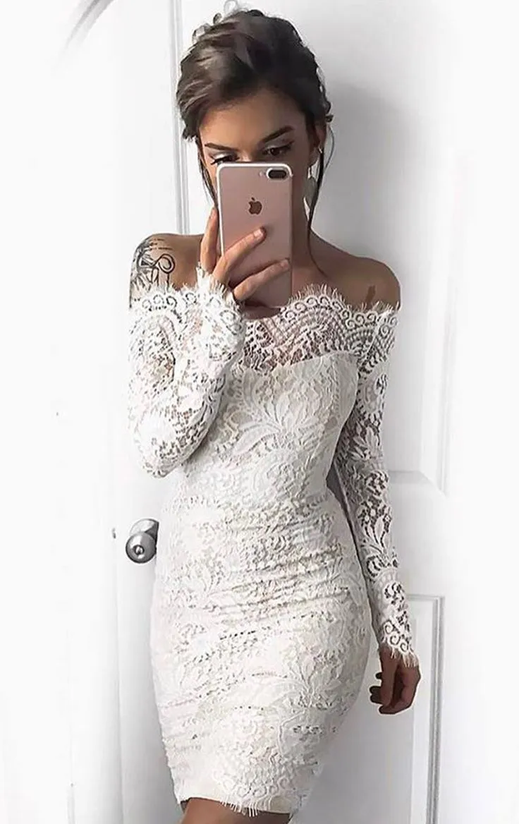 Off The Shoulder Homecoming dress Lace Cheap Party Homecoming Dress ER304