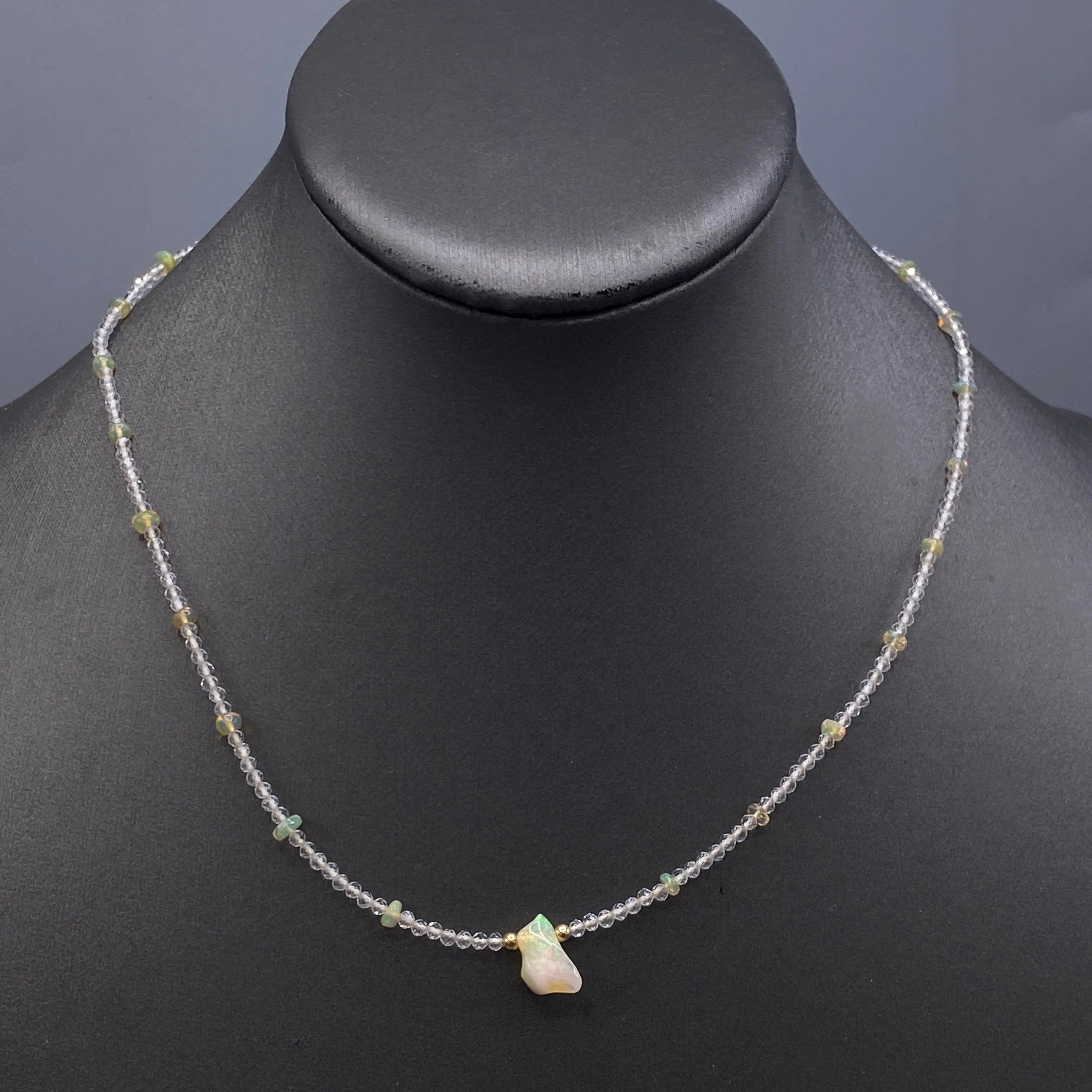 Opal gemstone and Quartz Necklace