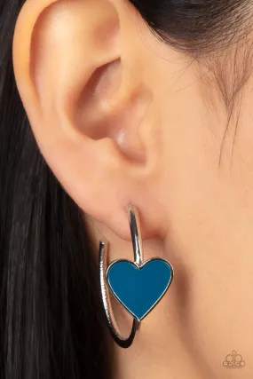 Paparazzi Kiss Up - Blue Heart Hoop Earrings