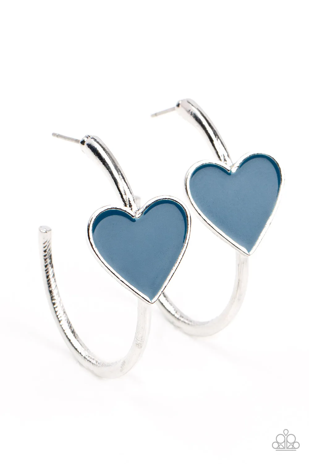 Paparazzi Kiss Up - Blue Heart Hoop Earrings