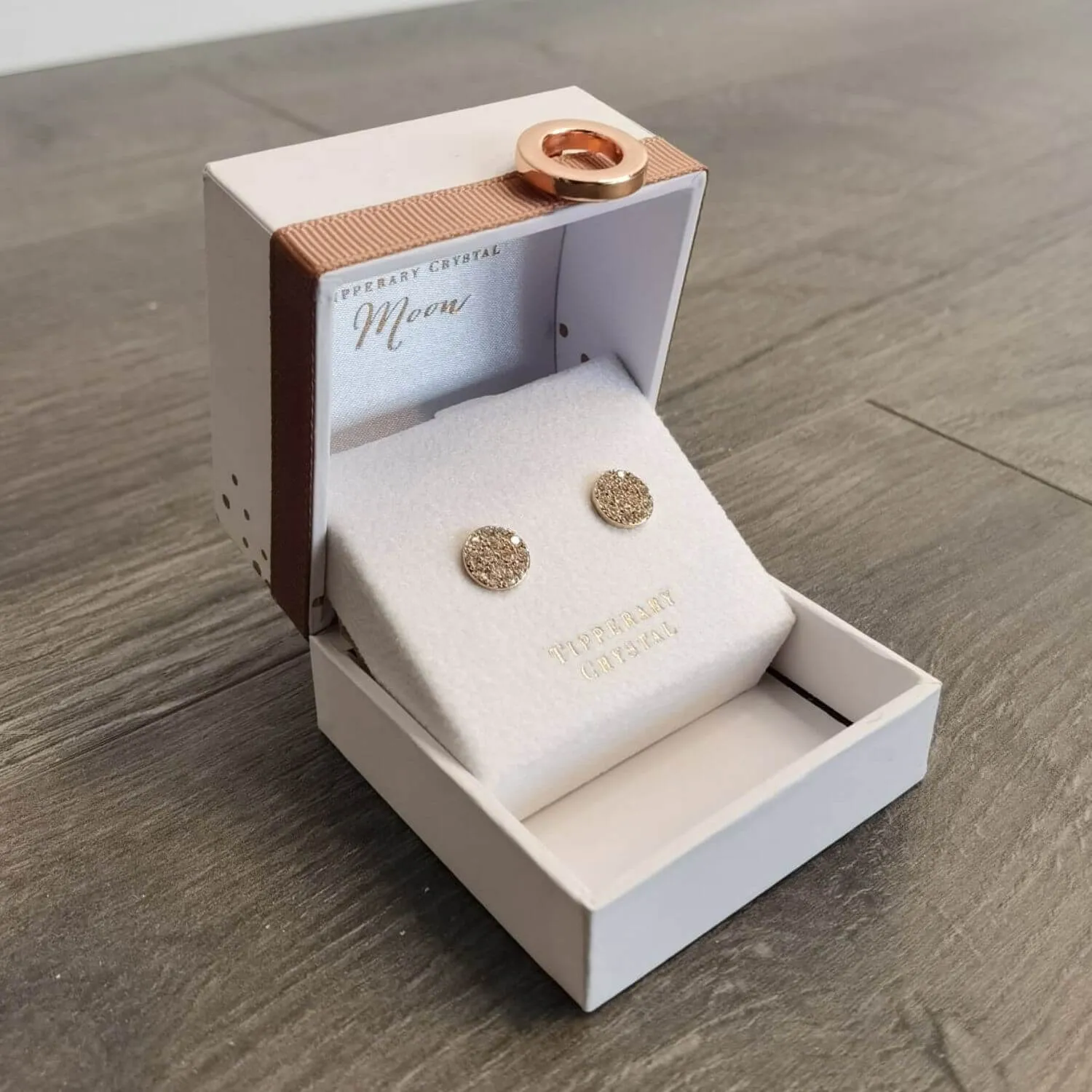 Pavé Full Moon Earrings - Rose Gold