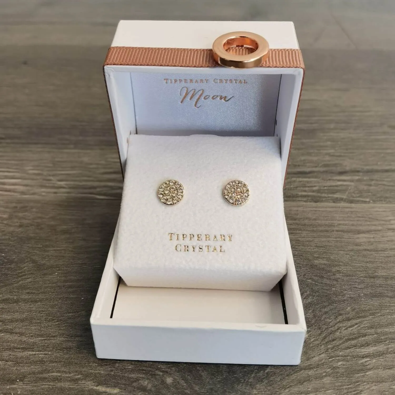 Pavé Full Moon Earrings - Rose Gold