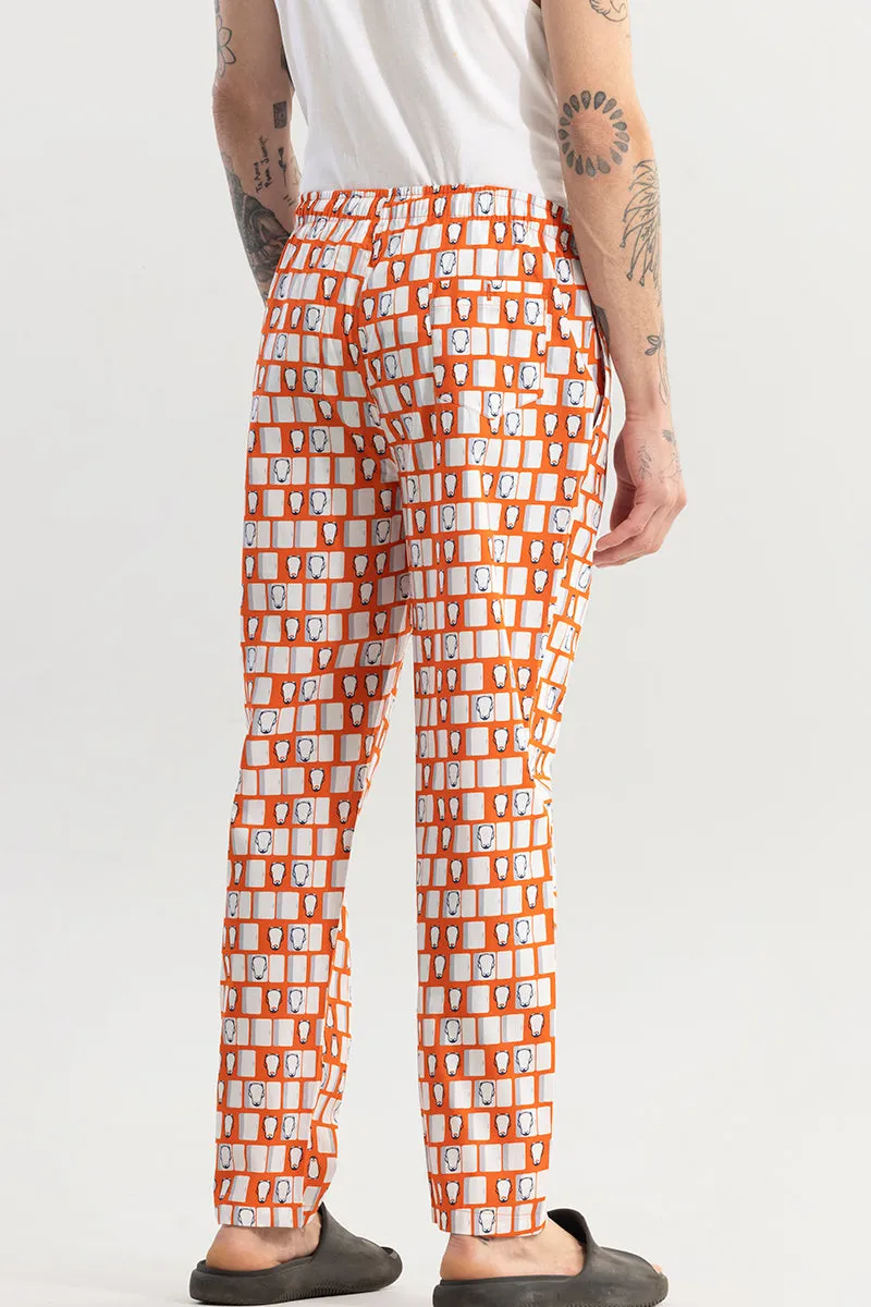 Penguin Print Orange Pyjama